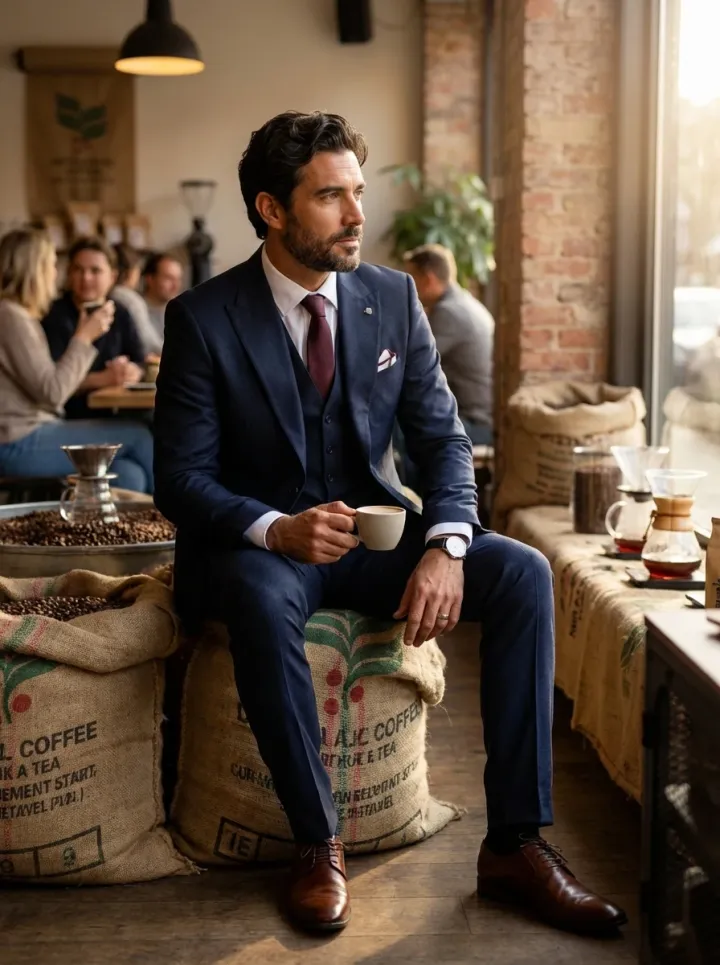 Parlamentkék háromrészes öltöny - Öltönyök Háza