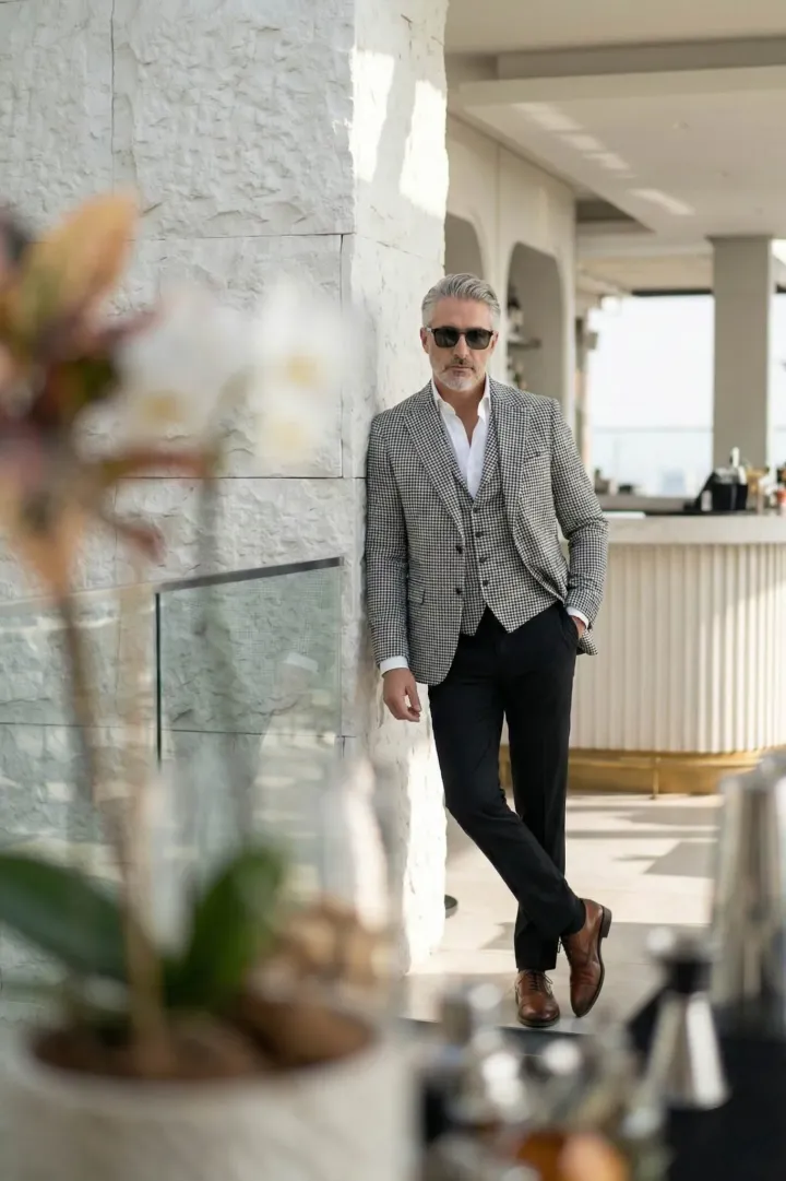 Fekete fehér kockás sportzakó - Elite Fashion