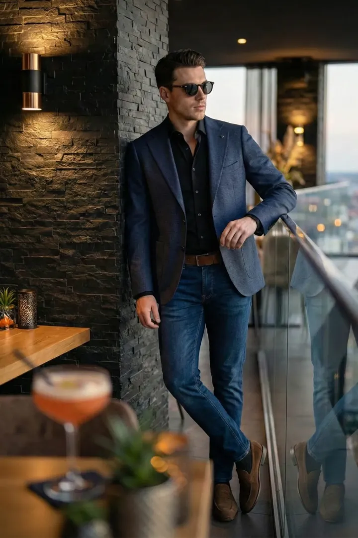 Kék-fekete aprókockás sportzakó - Öltönyök Háza